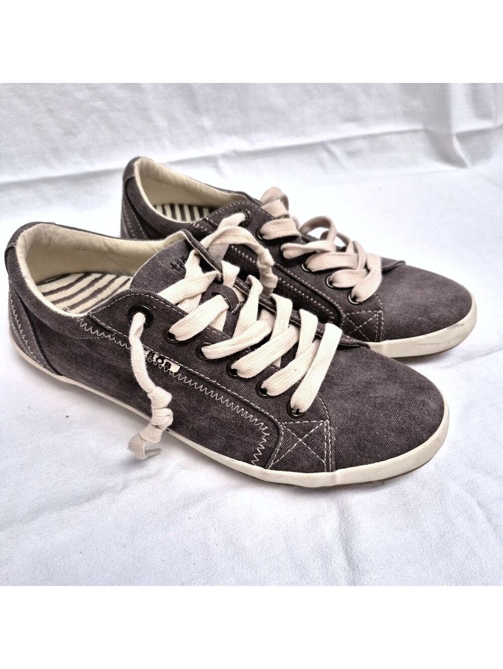 Taos Women's 9 Sta-12844 Shooting Star Sneakers Shoes Gray Canvas Casual Low Tie